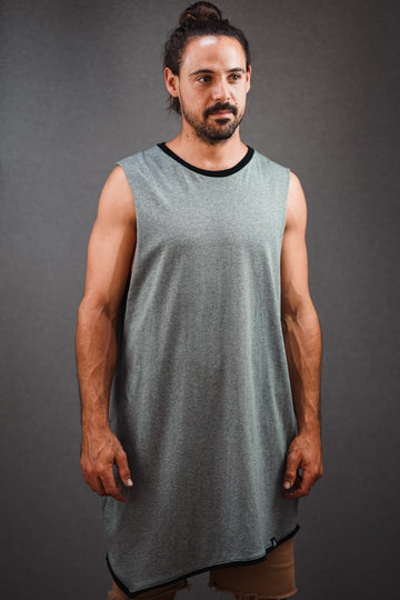 GREY / BLACK TRIM LONG SINGLET | RELIC - Large Over 6ft / 